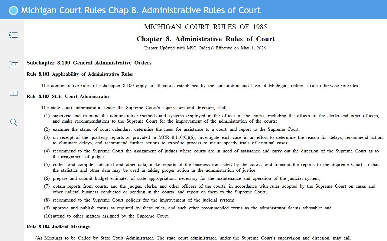 Otsego County court records public access rule MCR 8.119 in the Michigan Court Rules