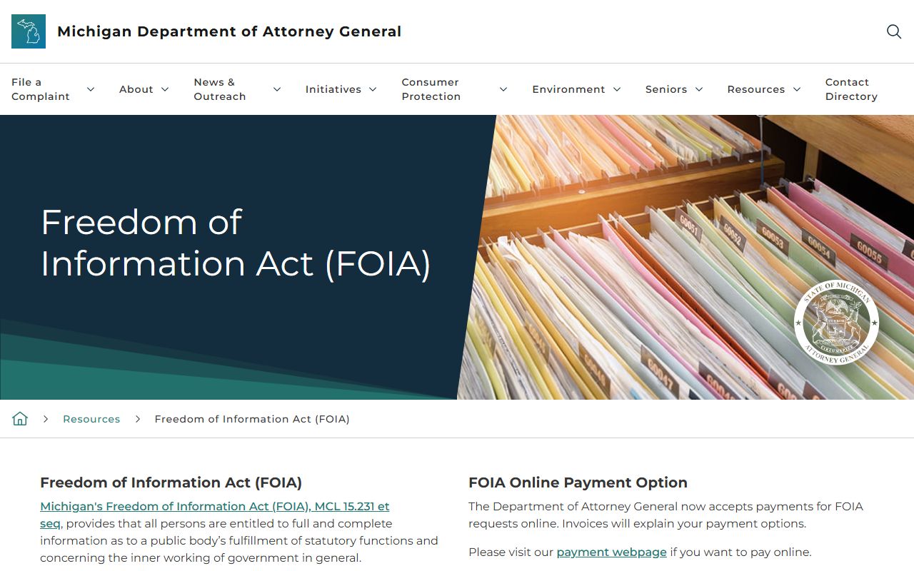 Otsego County court records and sheriff records under the Michigan Attorney General FOIA guide