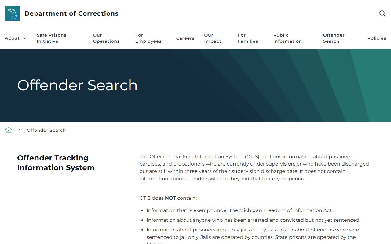 Otsego County criminal court records MDOC OTIS offender search