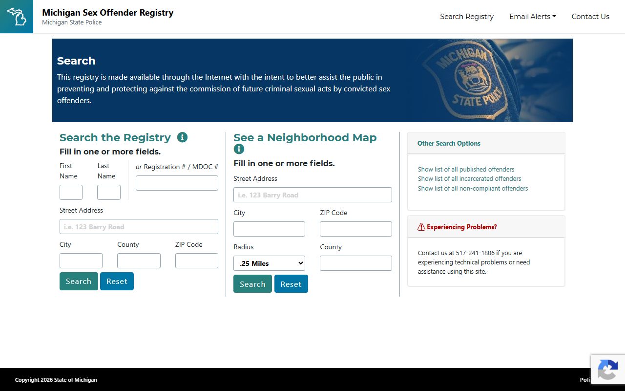 Otsego County criminal court records Michigan Public Sex Offender Registry search