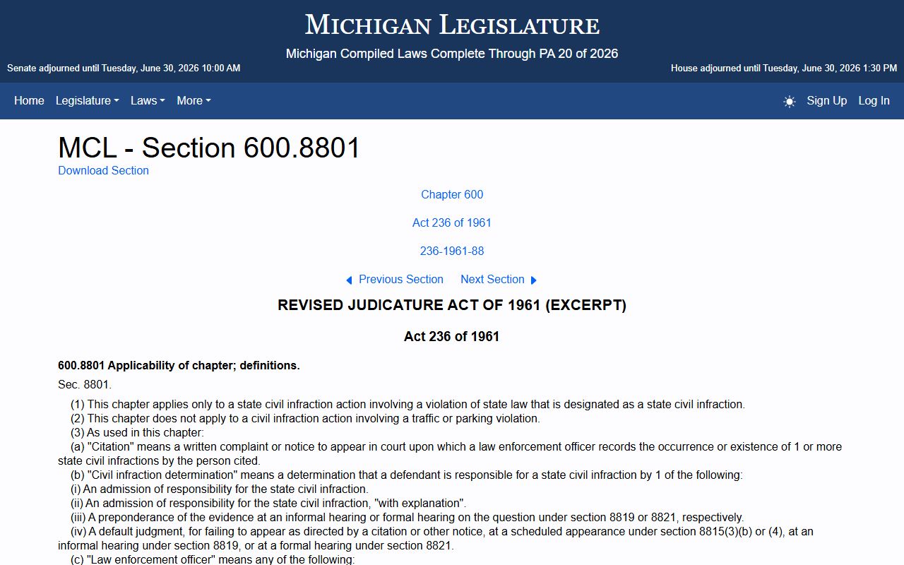 Otsego County Circuit Court records civil infraction procedure statute