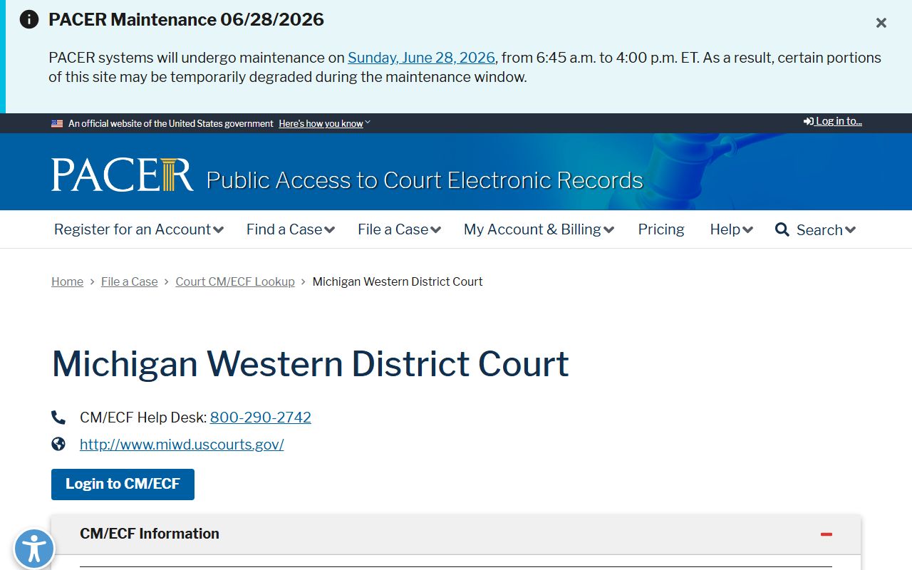 Otsego County Circuit Court records PACER Western District lookup